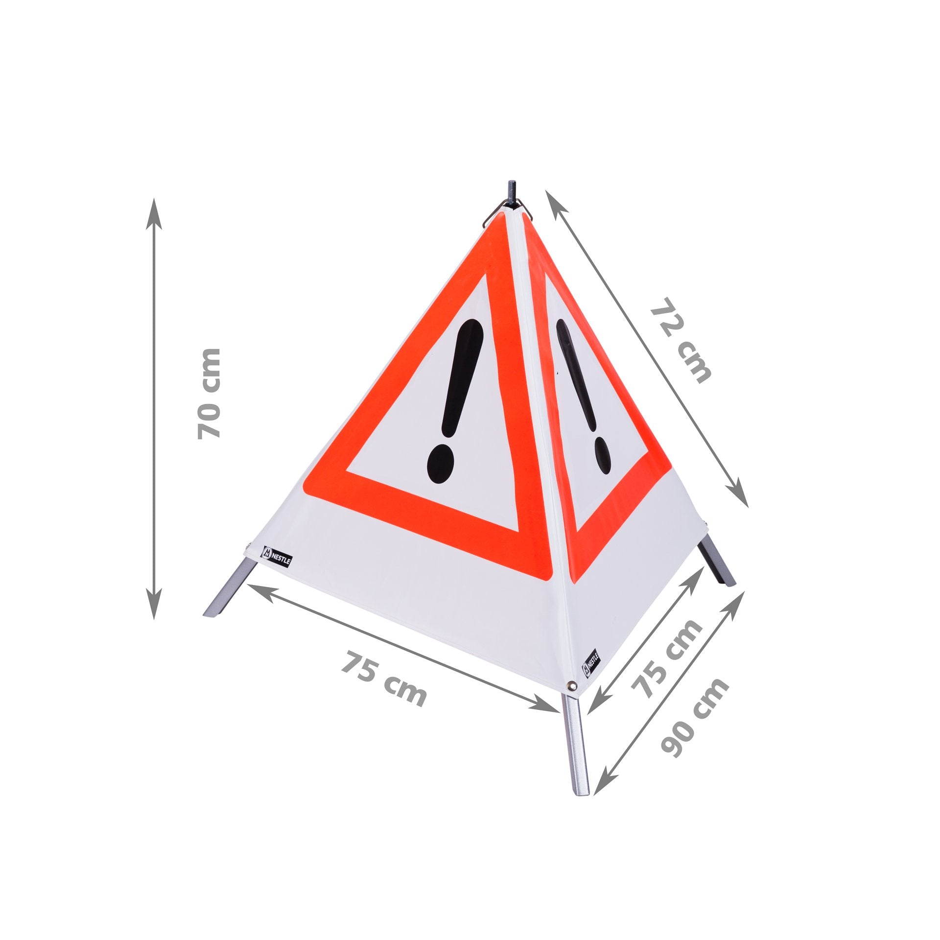 NESTLE Warnpyramide 70 cm, Achtung (VZ101), weiß, mit Feder NESTLE Warnpyramide 70 cm, Achtung (VZ101), weiß, mit Feder